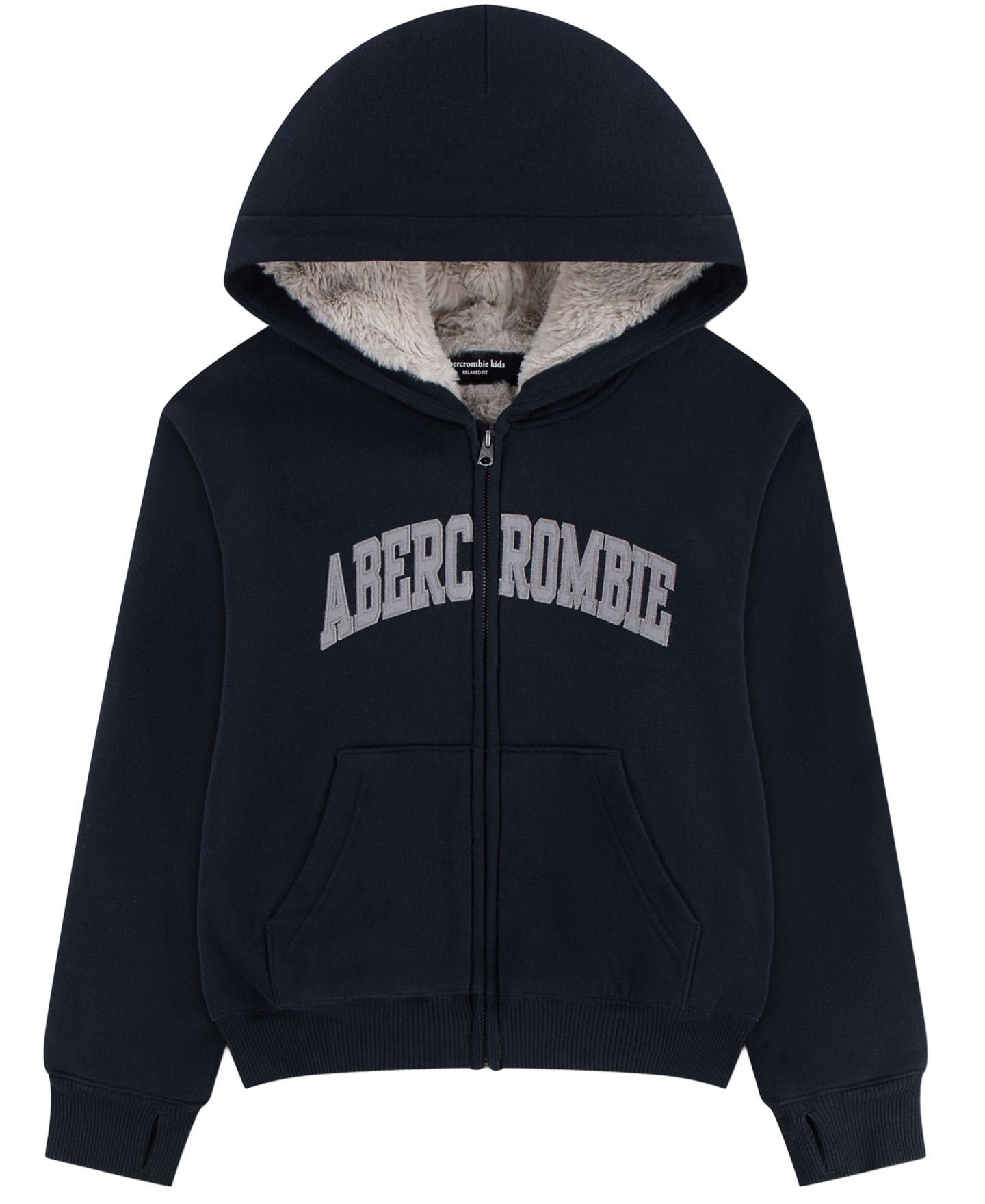 Худи abercrombie kids Essential Full-Zip Faux Fur-Lined для мальчиков, цвет: Anf Ant — фото 1