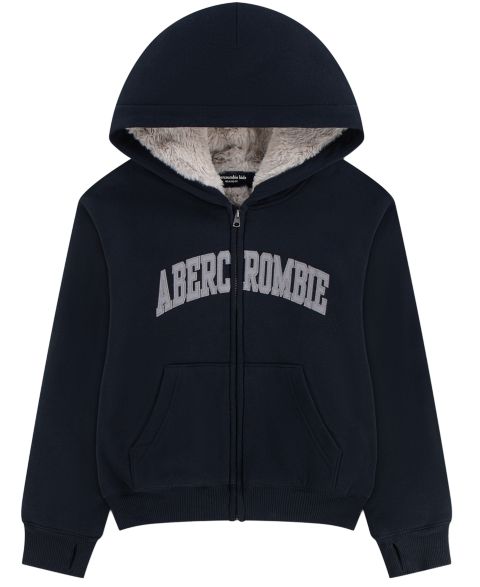 Худи abercrombie kids Essential Full-Zip Faux Fur-Lined для мальчиков, цвет: Anf Ant