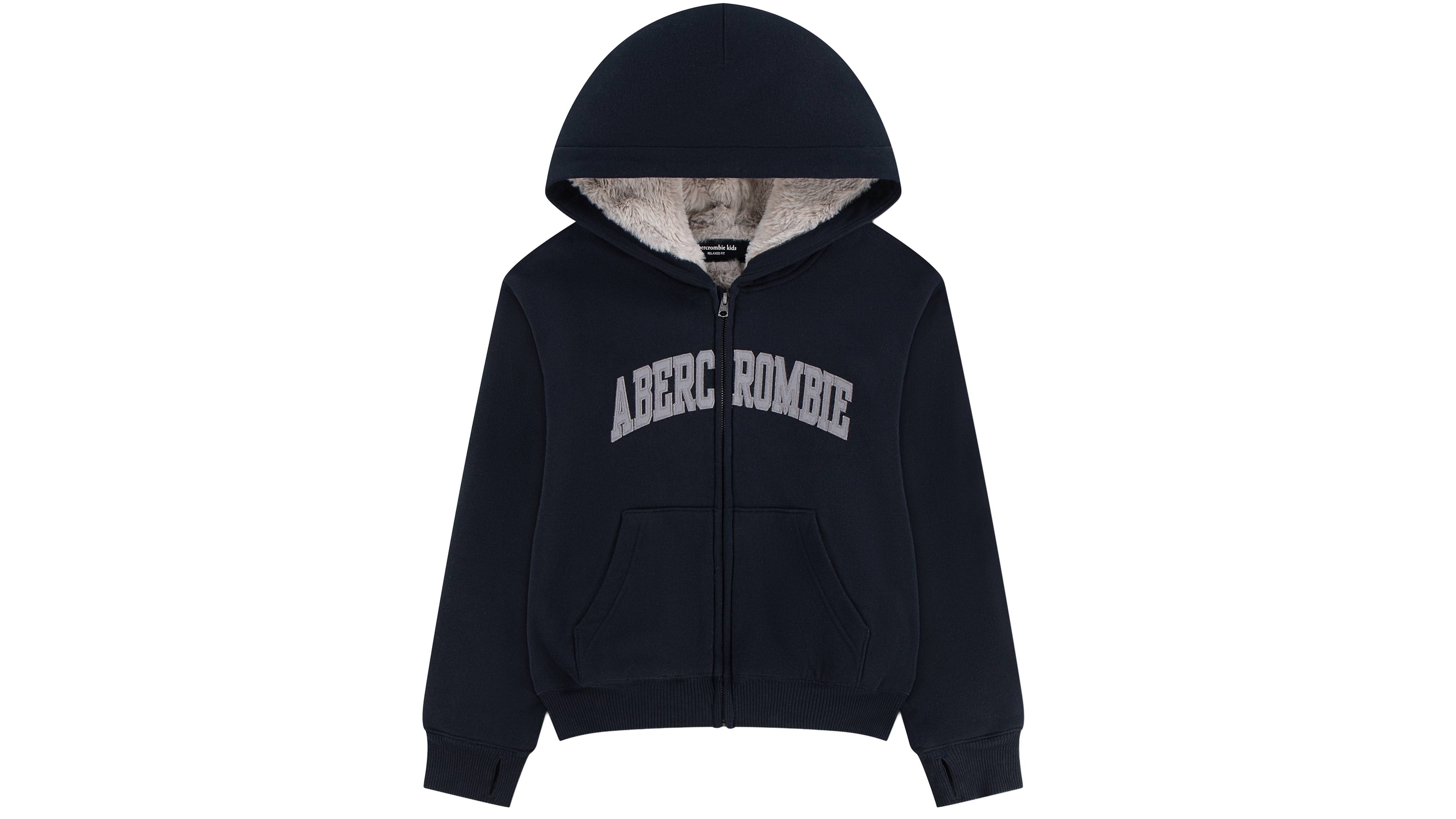 abercrombie kids Boys' 8-20 Essential Full-Zip Faux Fur-Lined Hoodie