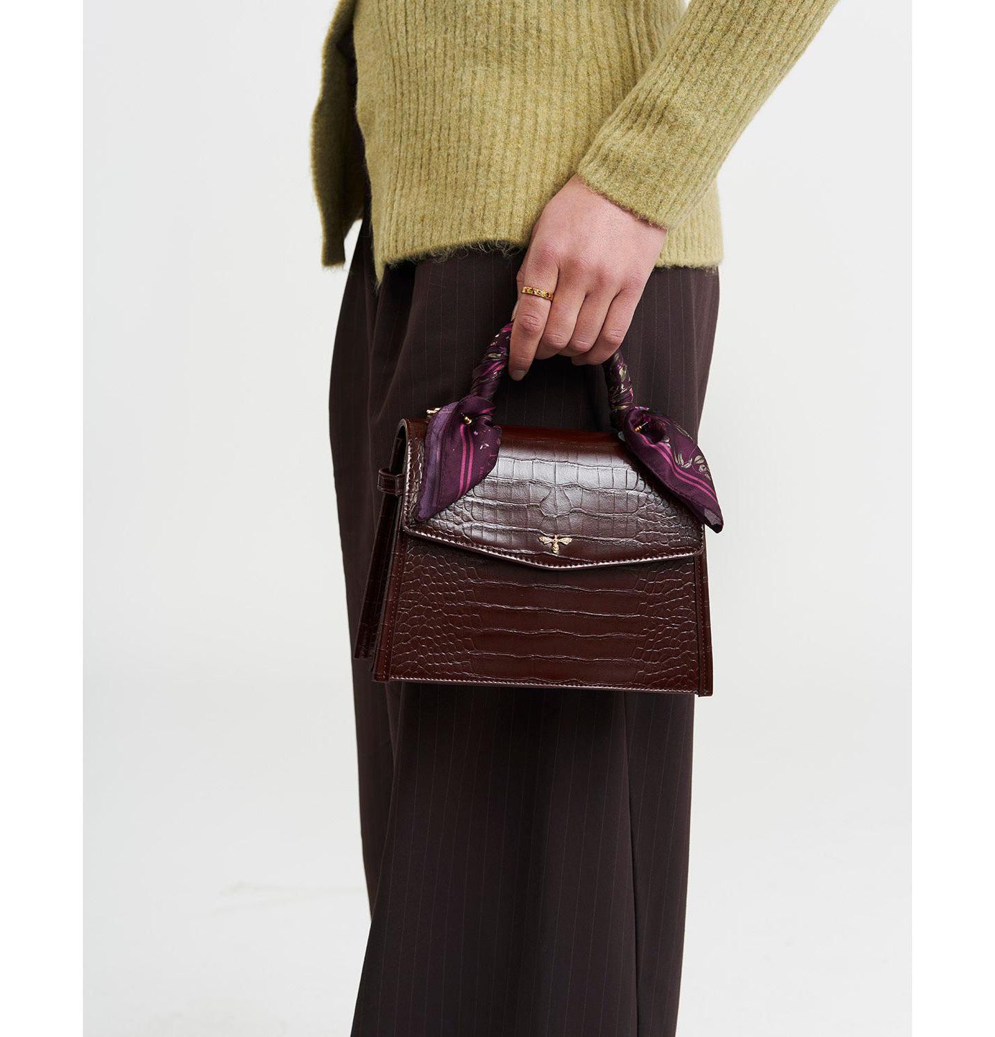 Женская сумка Fable England Eliza Small Top Handle, цвет: Бордовый — фото 7