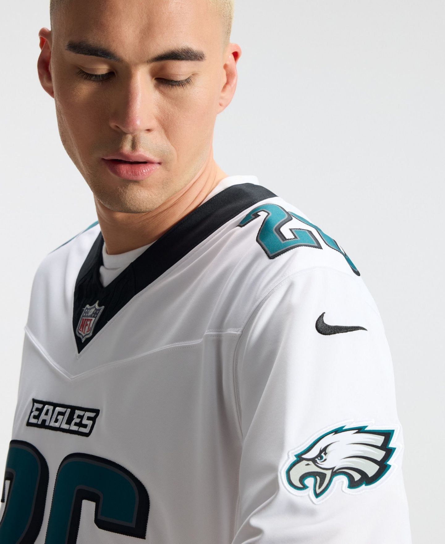 Мужской топ Nike Saquon Barkley White Philadelphia Eagles Vapor F.U.S.E. Stitched Limited Jersey — фото 4