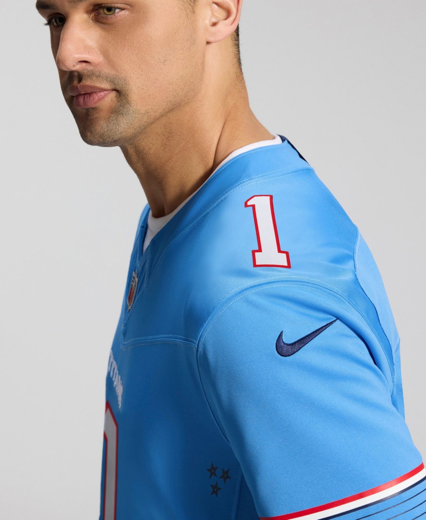 Мужской топ Nike Cameron Ward Light Blue Tennessee Titans Vapor F.U.S.E. Stitched Limited Jersey — фото 2