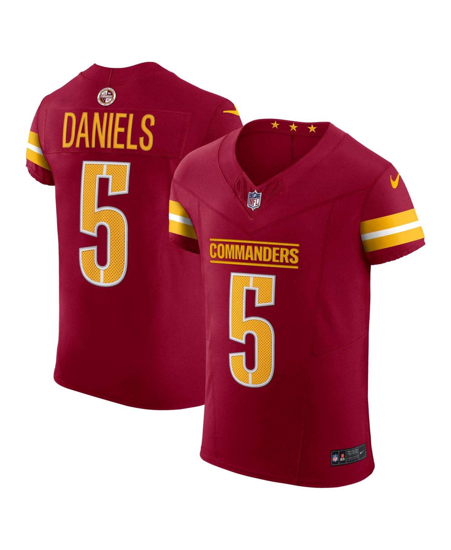 Мужской топ Nike Jayden Daniels Burgundy Washington Commanders Team Vapor F.U.S.E. Elite Jersey — фото 5
