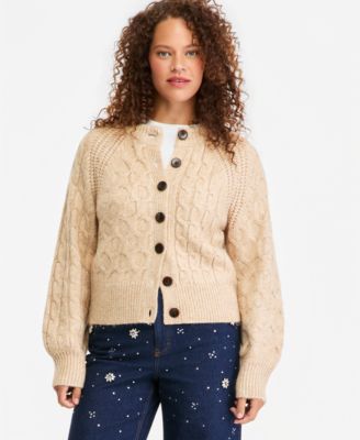 Women's Cable-Knit Crewneck Cardigan