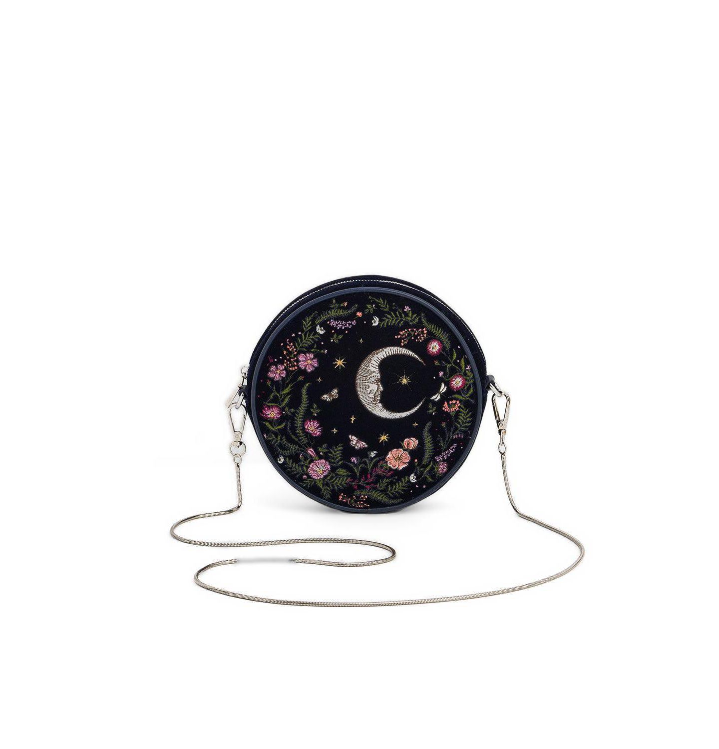 Женская сумка Fable England Chloe Midnight Garden Embroidered Circle, цвет: Тёмно-синий — фото 1