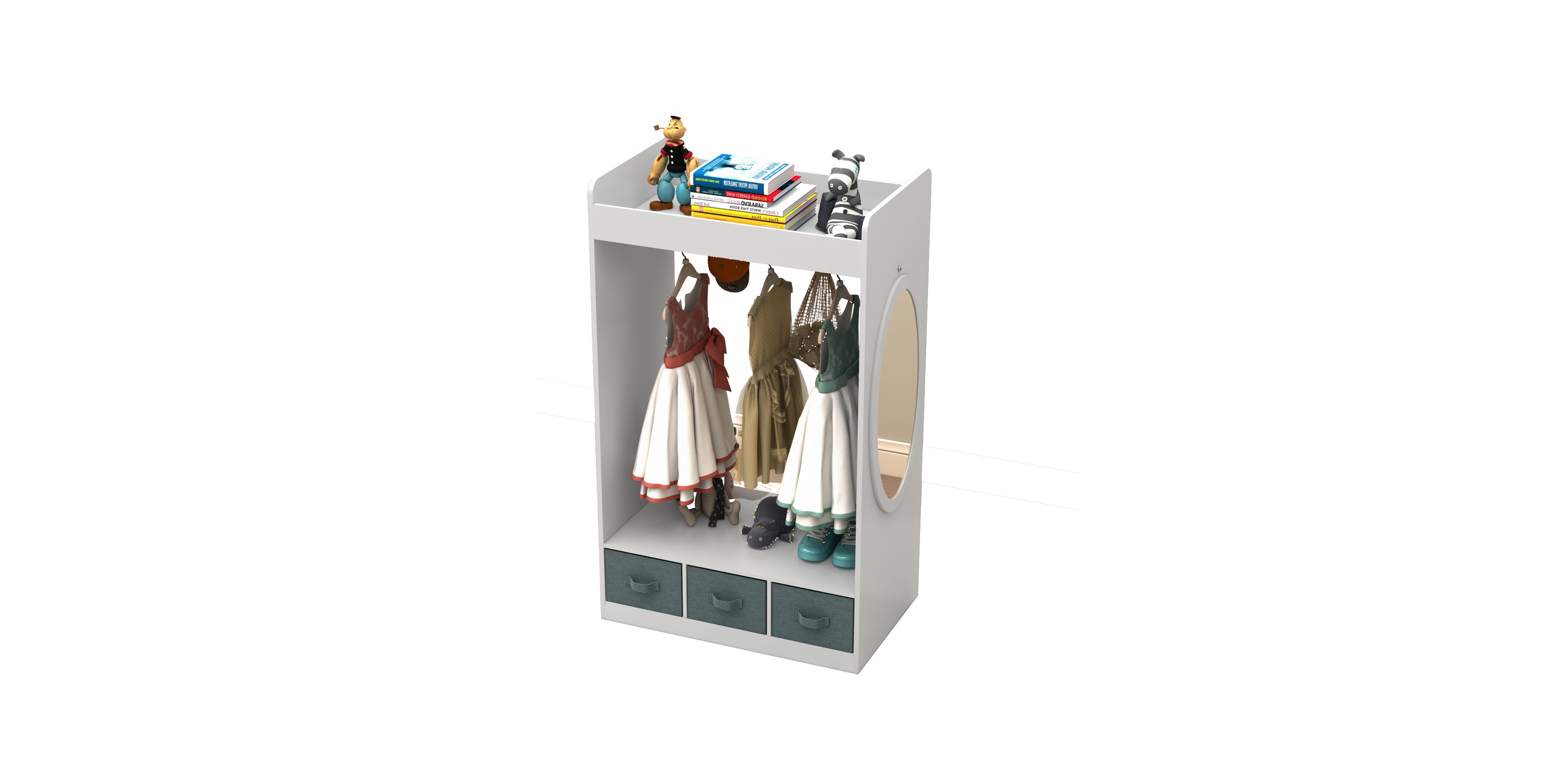 Slickblue Kids Costume Organizer Armoire with Hanging Rack and Mirror
