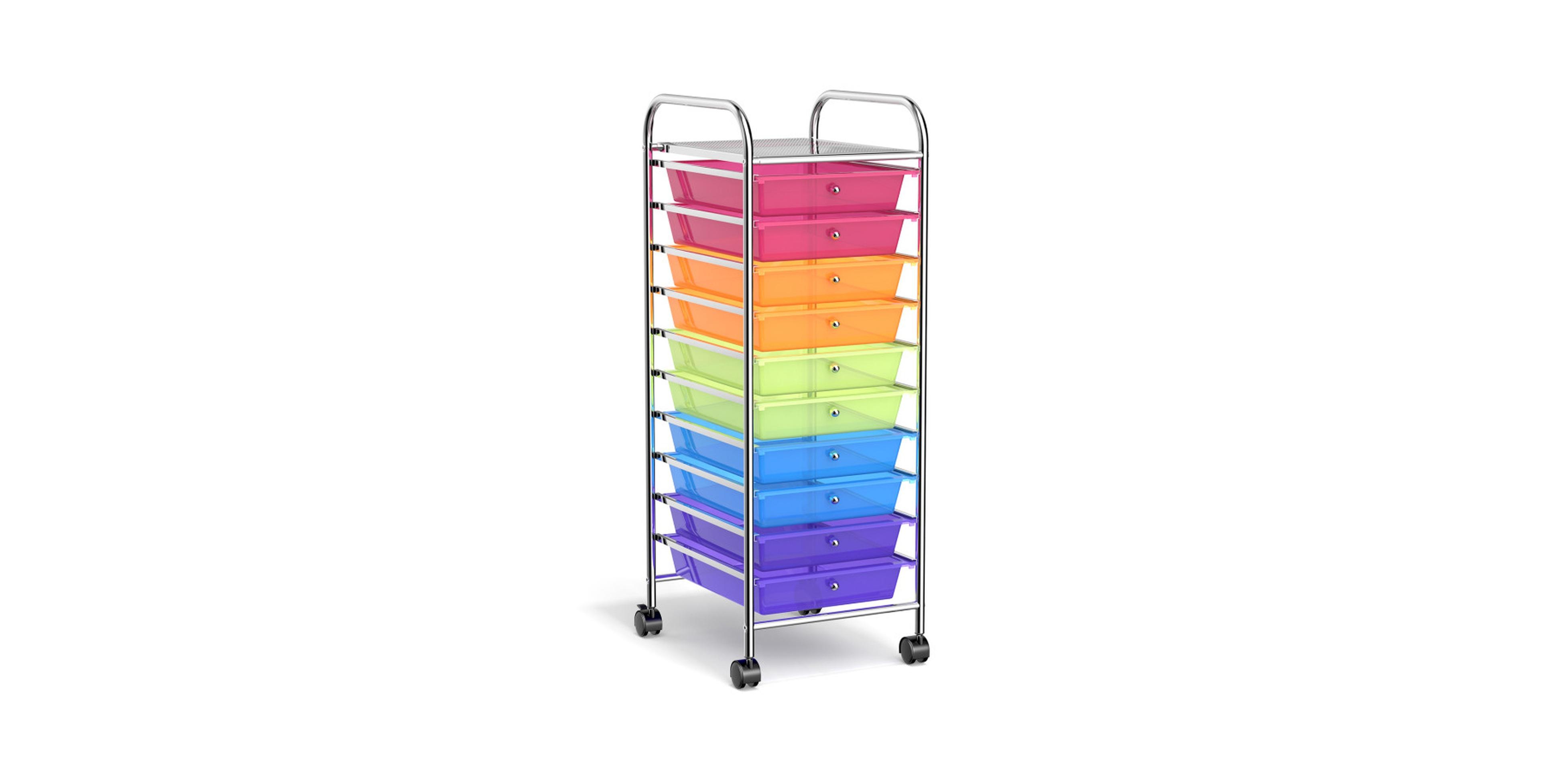 Gouun 10-Drawer Rolling Storage Cart Organizer with Locking Casters