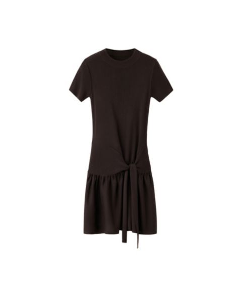 Женское платье Mango Short-Sleeve A-Line Lace-Up, цвет: Шоколадный