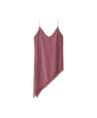 Women's V-Neck Asymmetrical Hem Lace Camisole