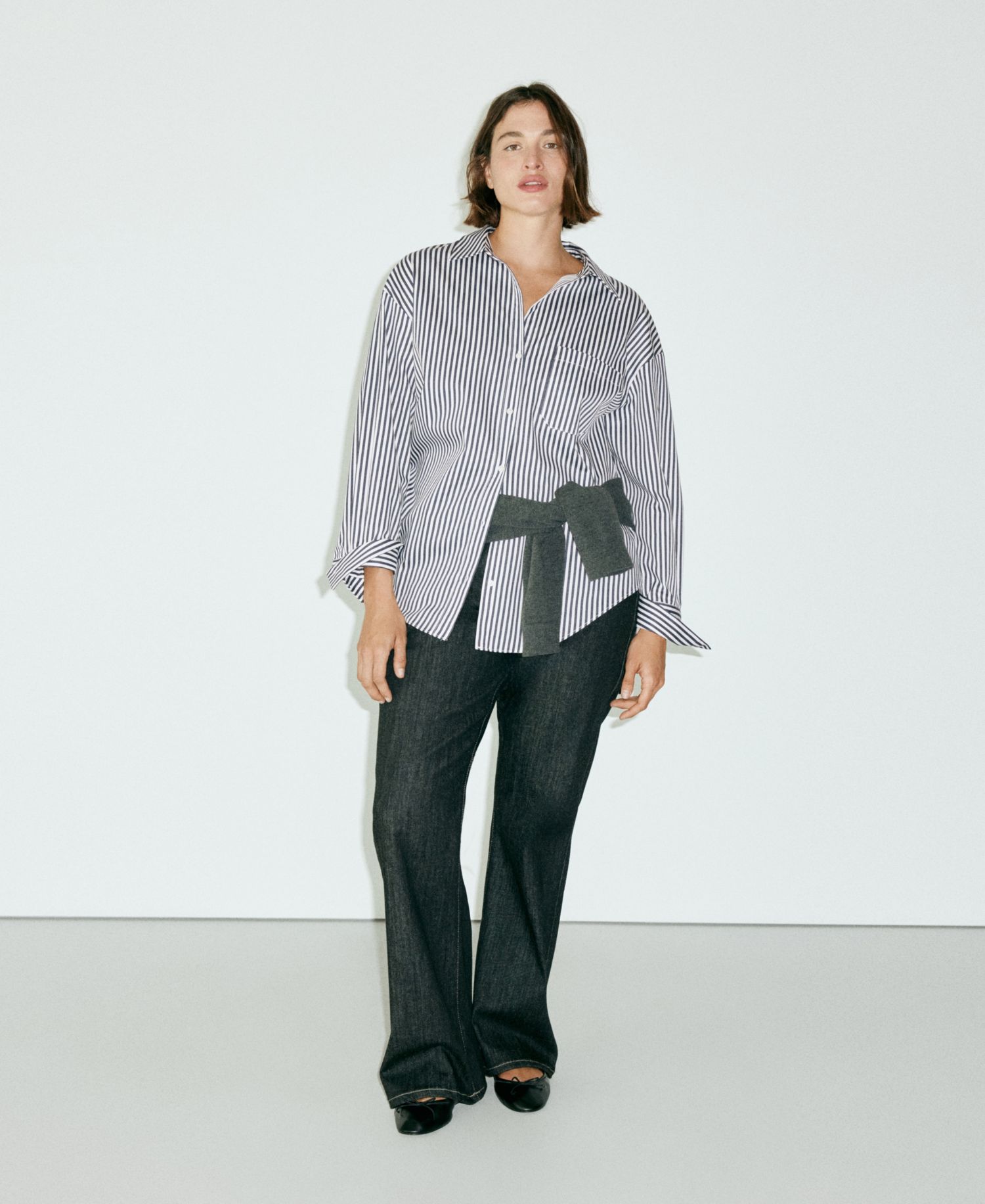 Women's Striped Long-Sleeve Button-Down Shirt