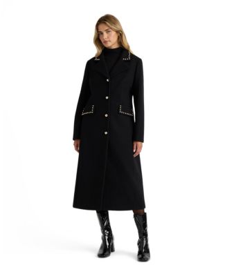 Women's Single-Breasted Notch-Collar Stud Coat