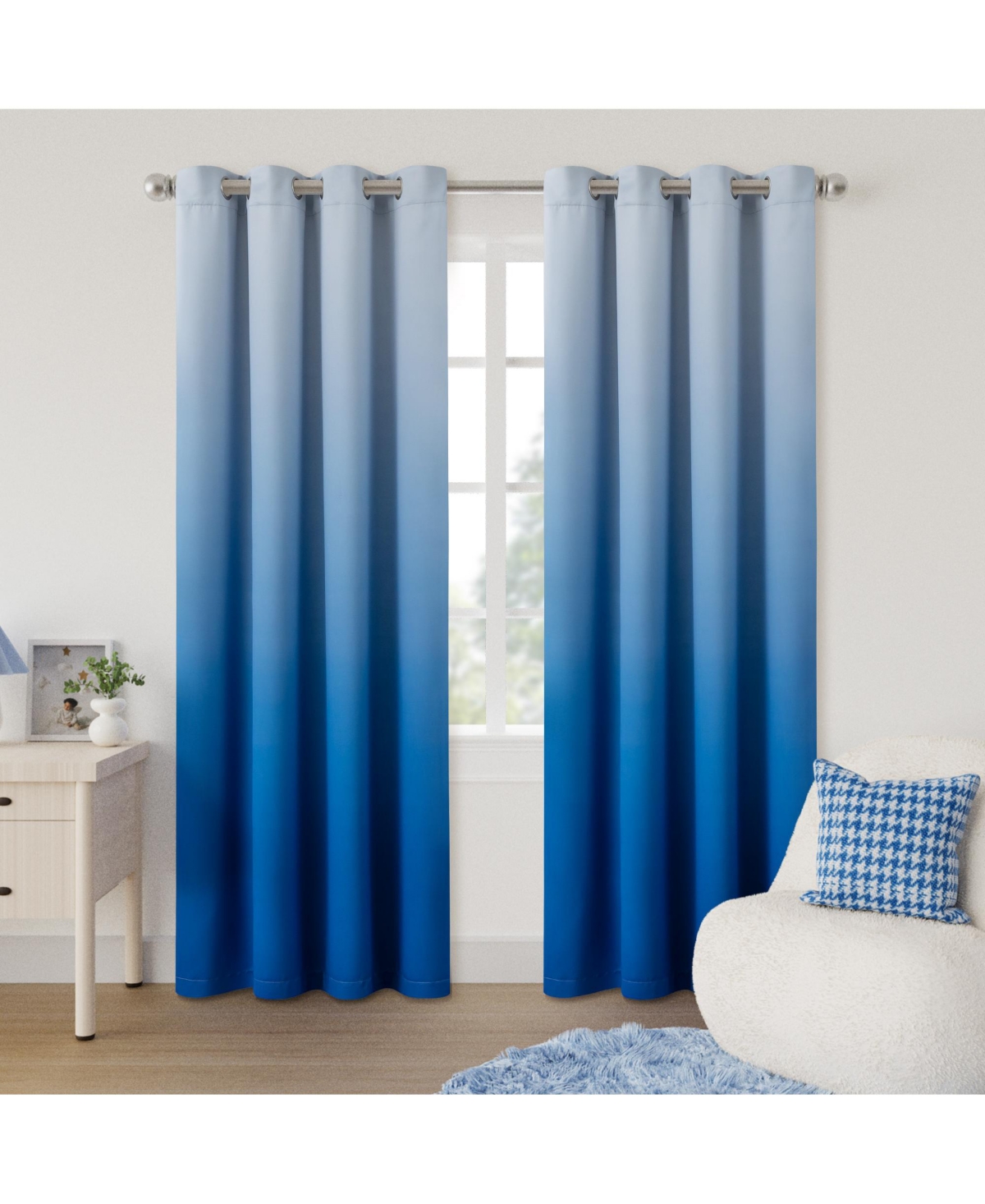 Blackout Grommet Taylor Ombre Curtains Pair, Rainbow, 52"x96"