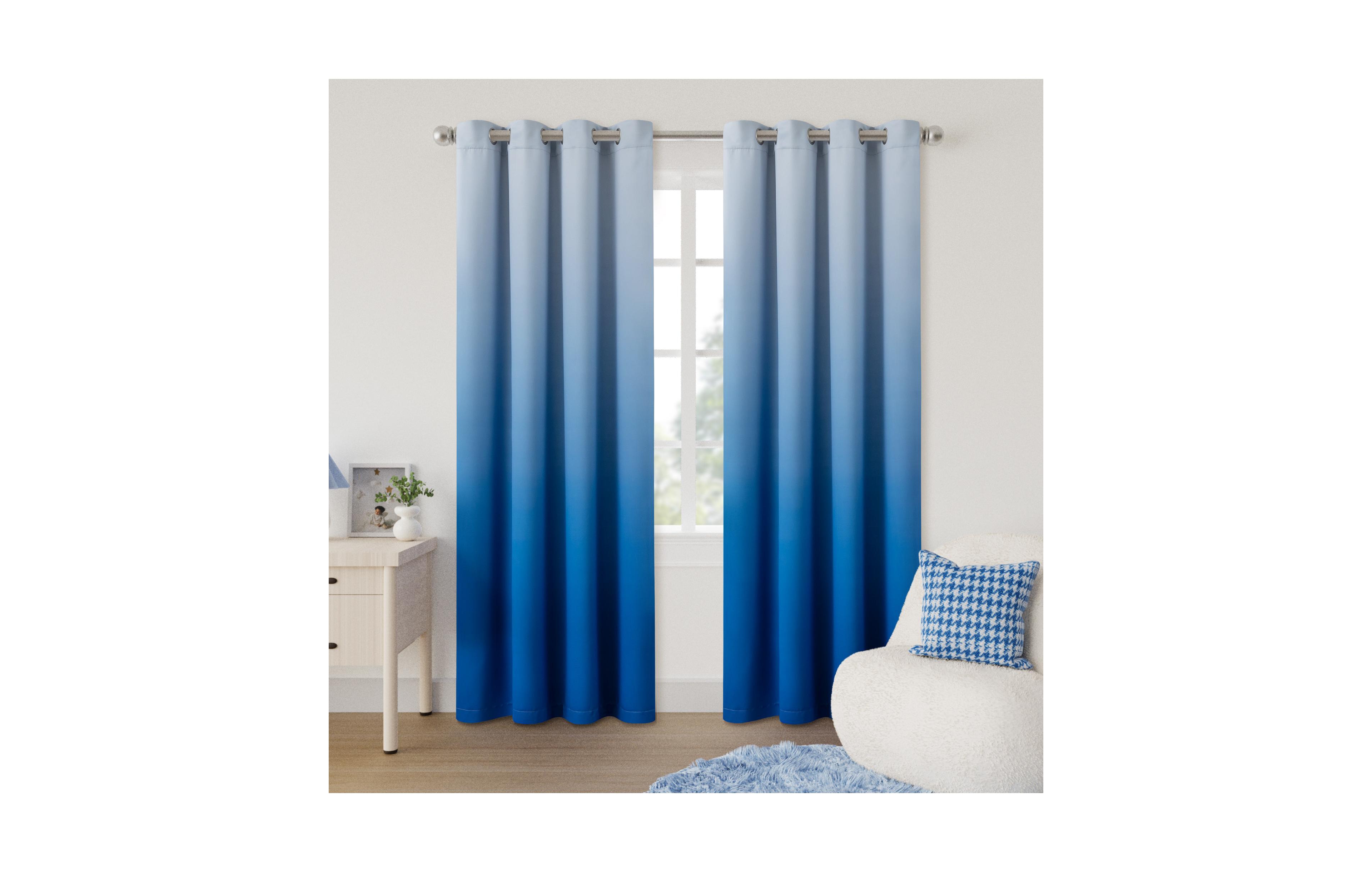 Blackout Grommet Taylor Ombre Curtains Pair, Rainbow, 52"x96"