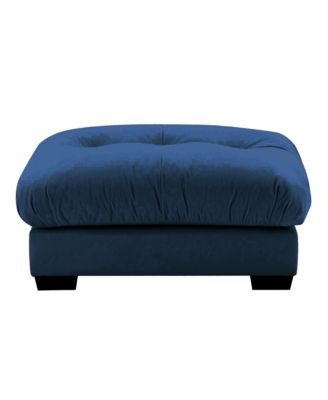 Blue Vintage Velvet Modular Ottoman with Round Bolster Armrest, High Resilience Sponge Leisure Stool