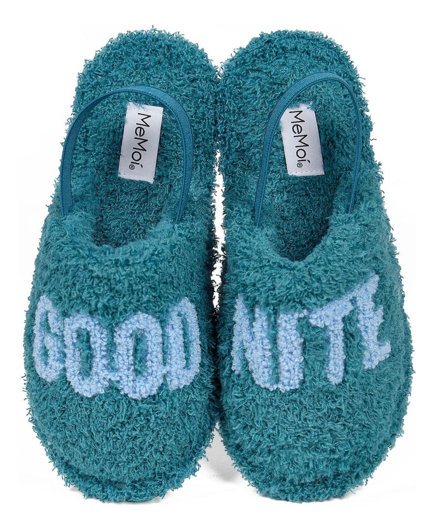 Детские тапочки MeMoi Boy Good Nite Fluffy Faux Sherpa Slippers Scuff, цвет: Бирюзовый — фото 2