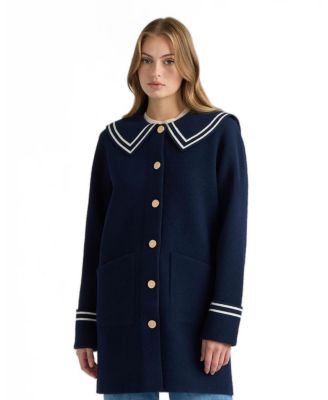 Women's Mink Eyelash Sailor Collar Coatigan