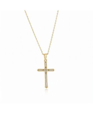 Sterling Silver, Pave CZ Cross Necklace