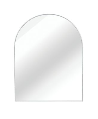 30 x 36 Inch Arched Wall Mirror Silver Metal Framed Bathroom Vanity Mirror Modern Sleek Arch Decorative Mirror Premium Wall Mount Mirror
