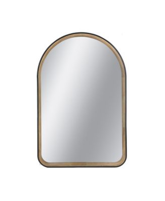 23.6x 35.4 Inch Arch Wall Mirror Two-Tone and Wood Framed Decorative Mirror Modern Minimalist Curved Vanity Mirror for Home Decor