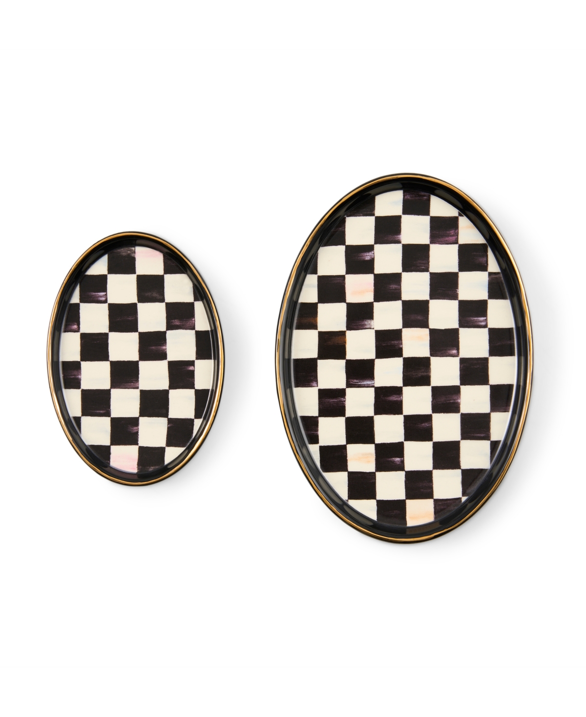 MacKenzie-Childs Courtly Check Oval Trinket Dishes, Set of 2