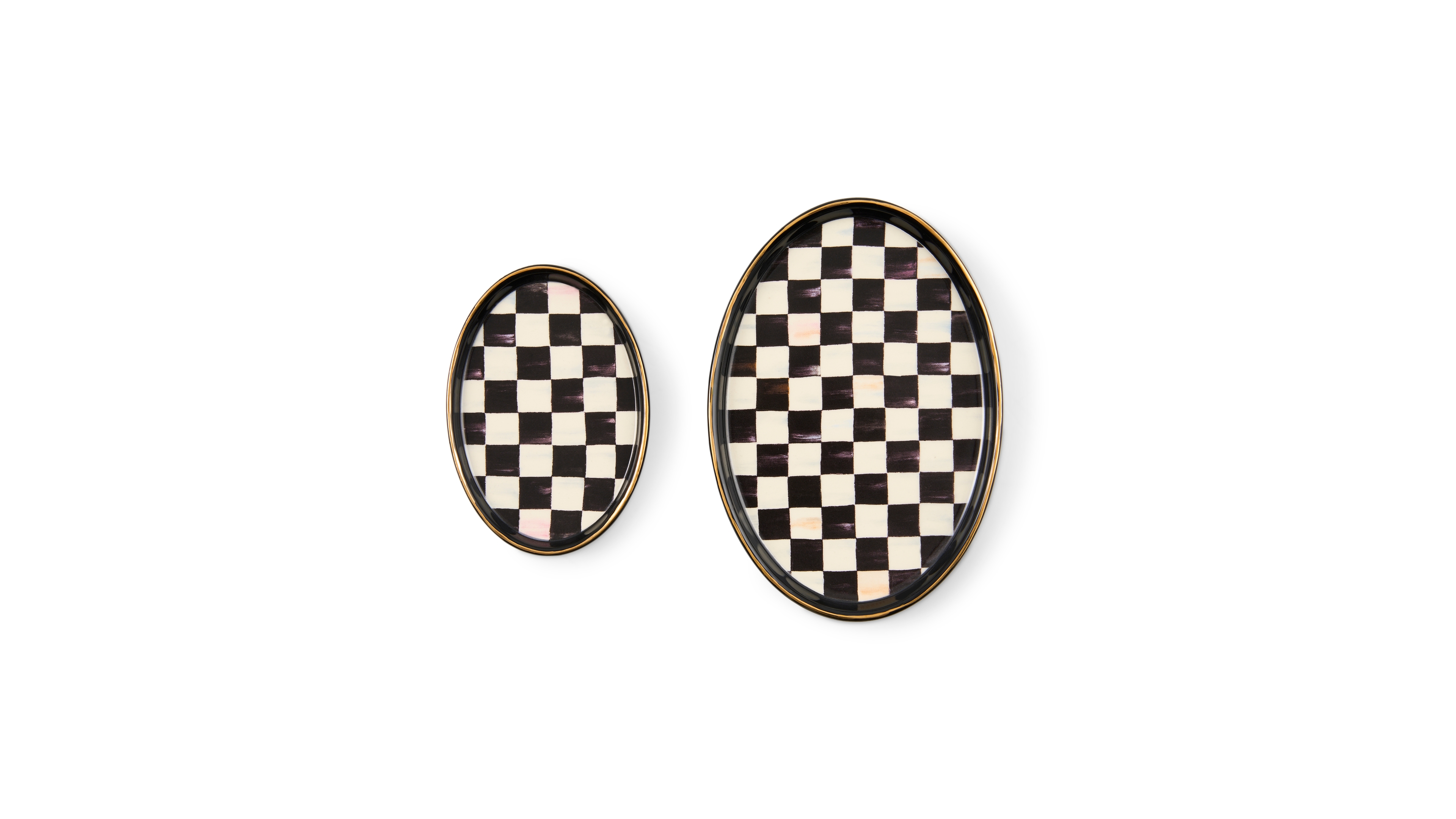 MacKenzie-Childs Courtly Check Oval Trinket Dishes, Set of 2
