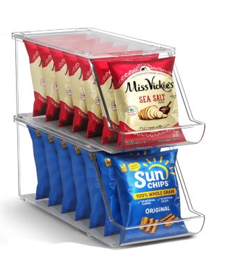 2 Pack Clear Stackable Open Front Snack Organizer Bins