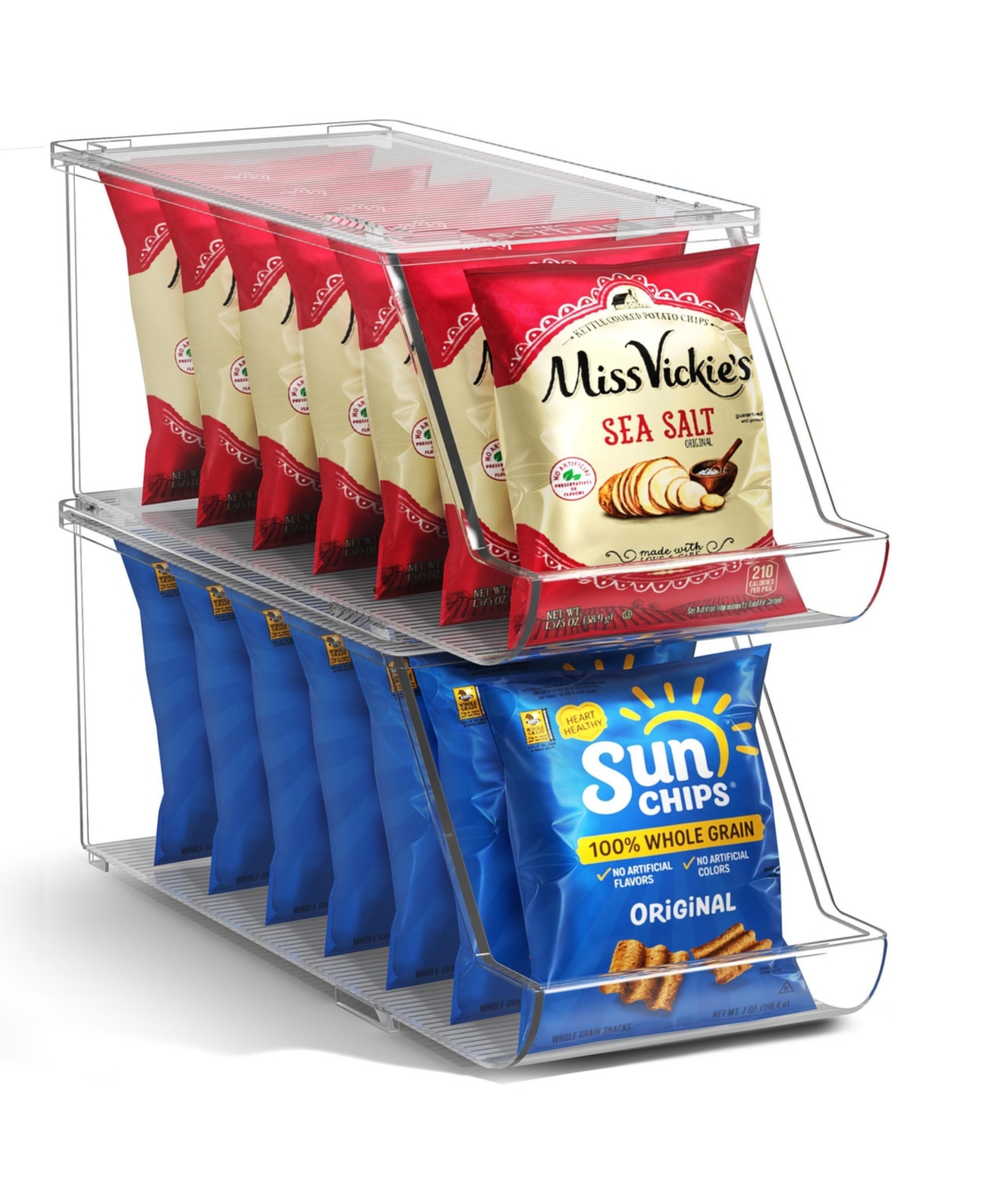 Sorbus 2 Pack Clear Stackable Open Front Snack Organizer Bins