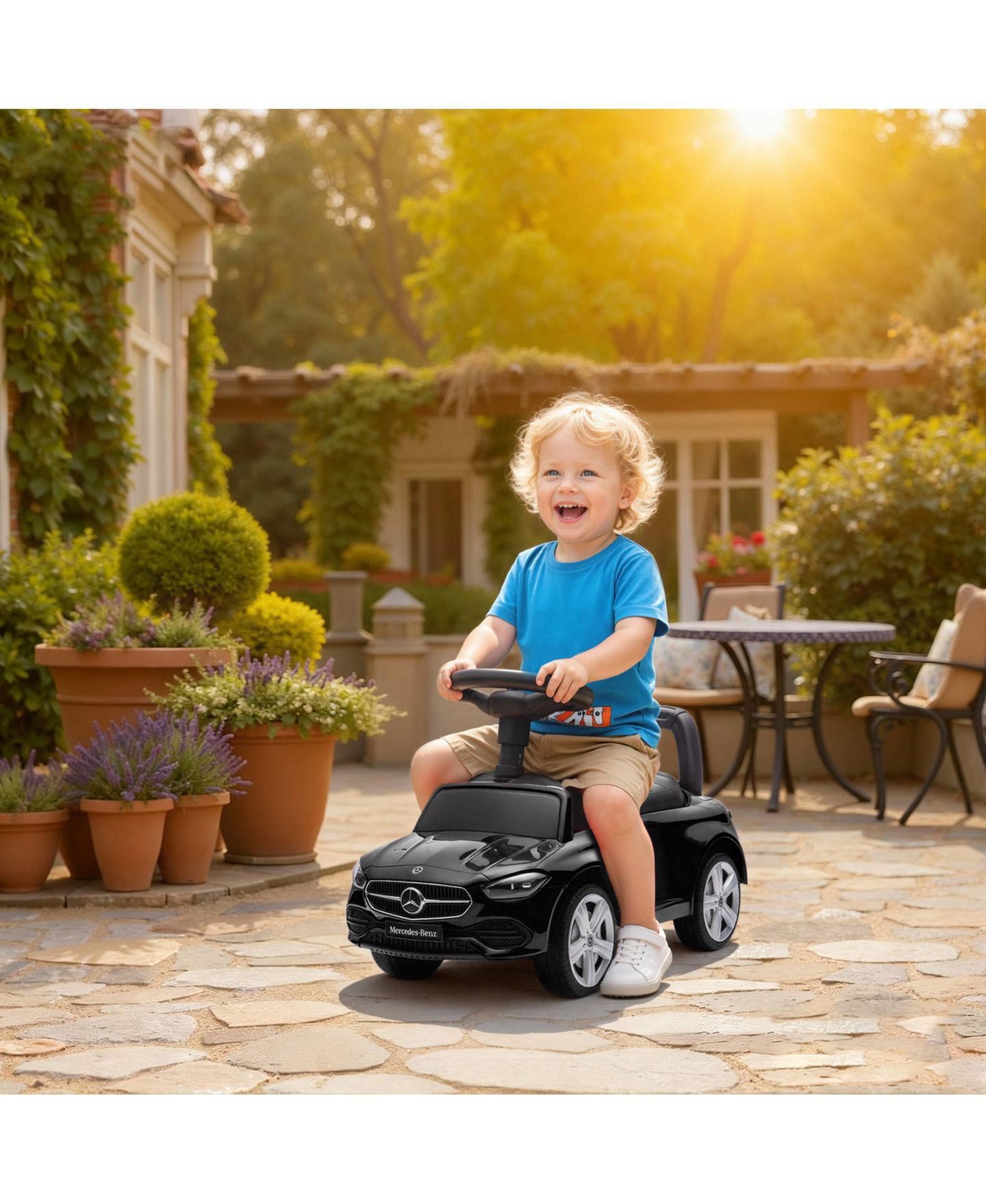 Детская игрушка Qaba Mercedes-Benz C-Class 2-in-1 Ride-On Car with Under-Seat Storage, 55 lbs, Ages 1.5-3, цвет: Чёрный — фото 9