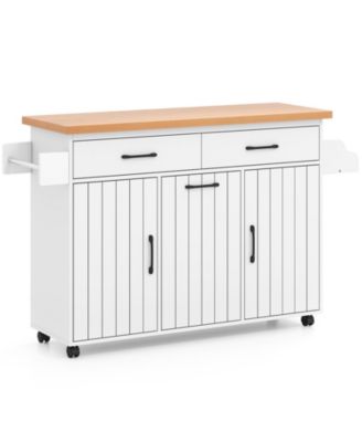 Rolling Kitchen Island Cart with Storage Shelves and Casters