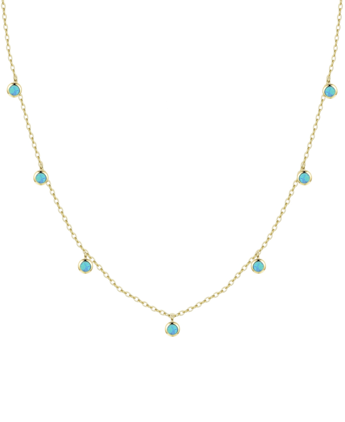 Kamaria Dew Drops Necklace with Lab Grown Opal - Blue green