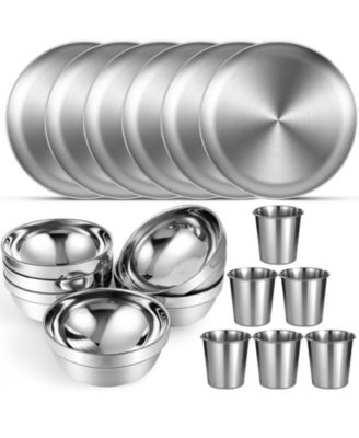 Stainless Steel Camping Dinnerware Set Double Walled Insulated