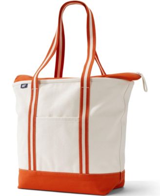 Large 5 Pocket Zip Top Long Handle Canvas Tote Bag
