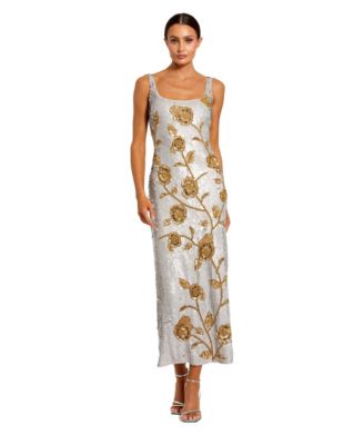 Women's Floral-Print Sequin-Embellished Midi Dress
