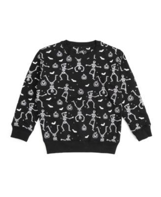 Big Boys 10-12 Glow In The Dark Silly Skelly Halloween Sweatshirt