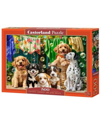 Puppies, Laundry and Bird Antics 500-Piece Puzzle, Ages 14+