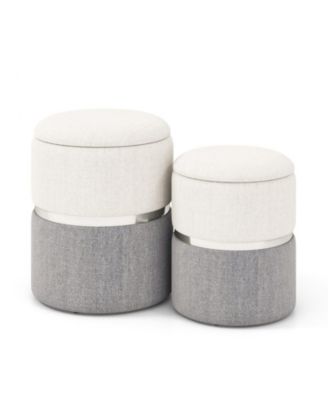 Set of 2 Nesting Storage Ottomans with Hidden Compartments