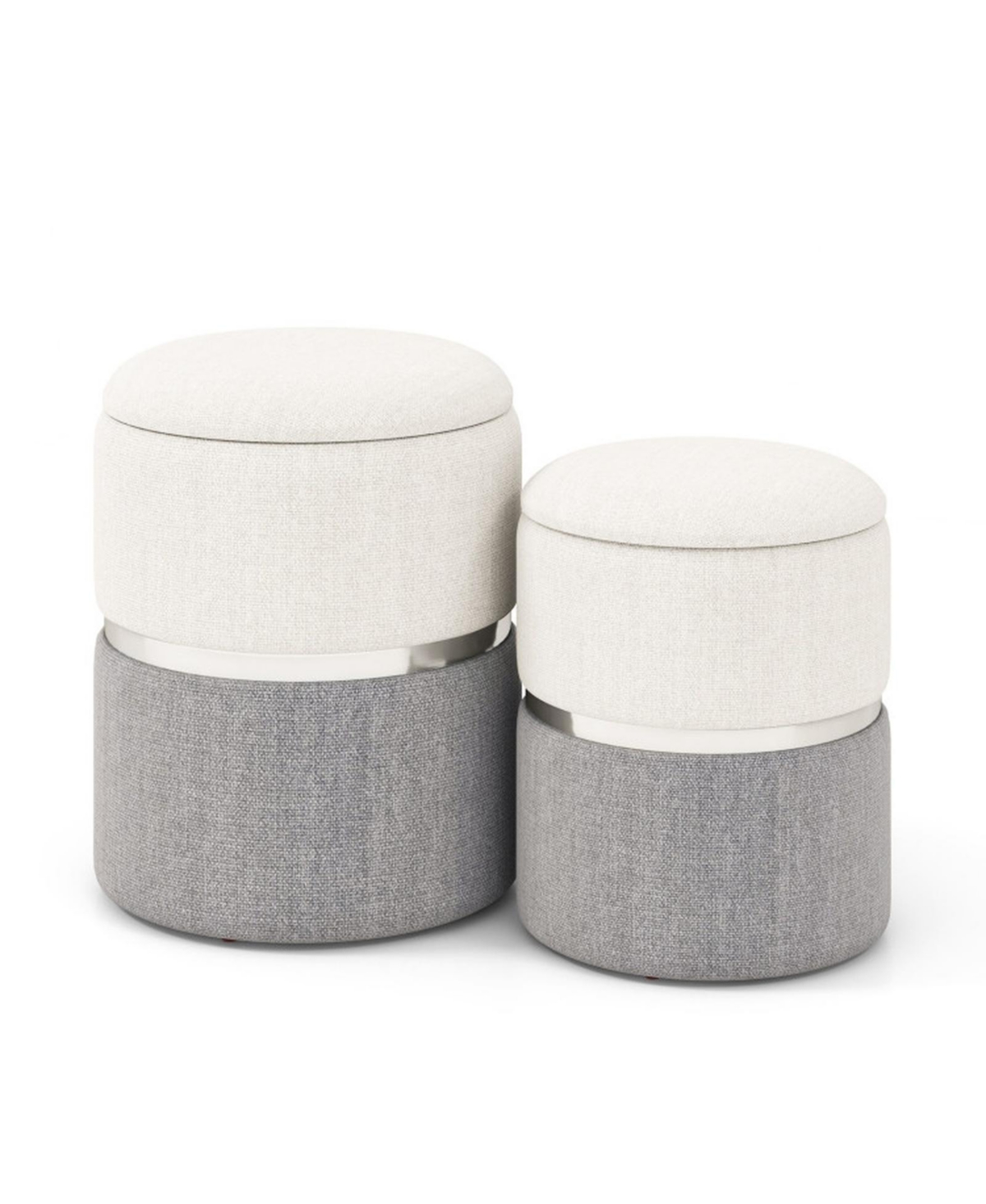Gouun Set of 2 Nesting Storage Ottomans with Hidden Compartments