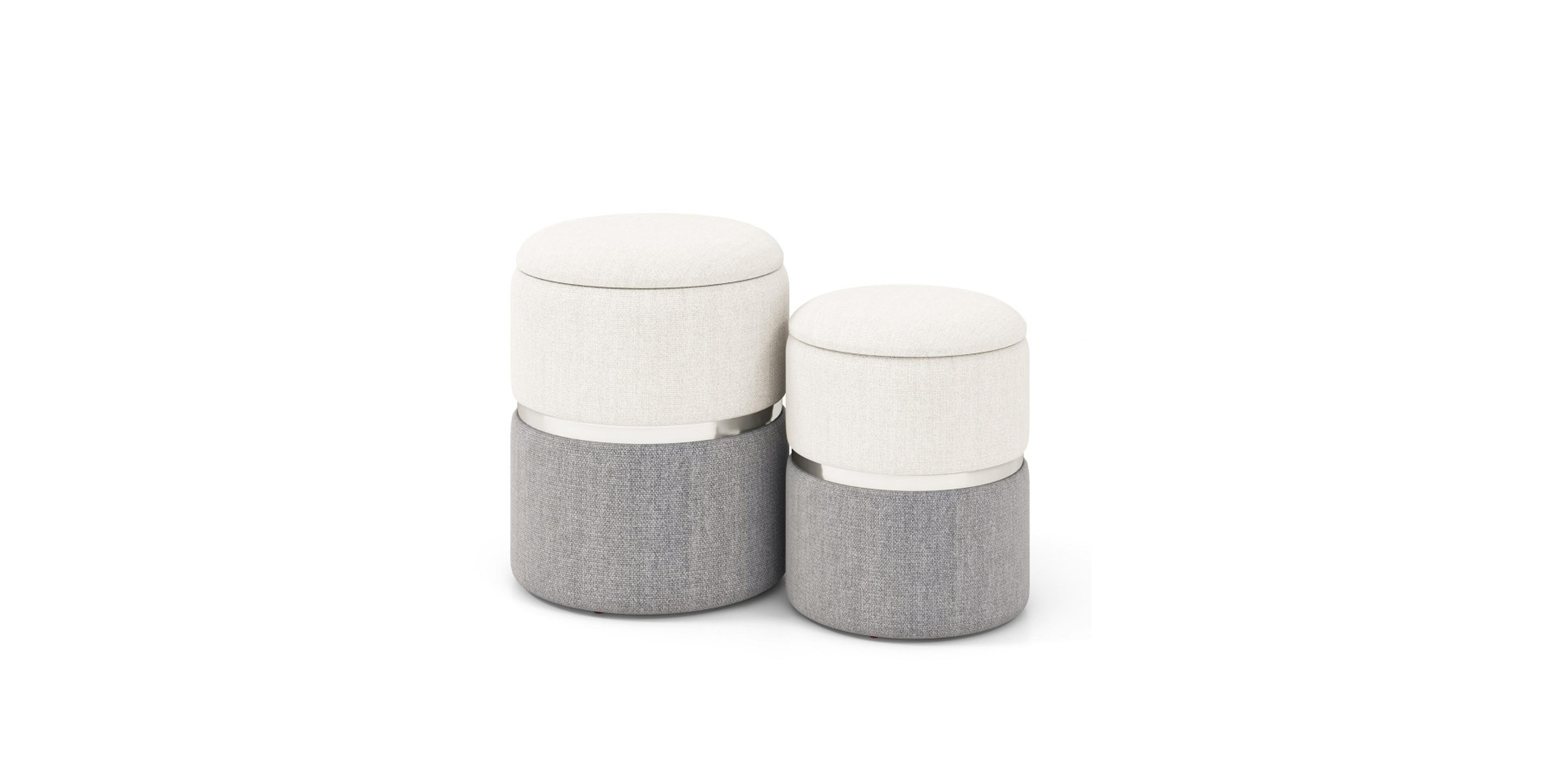 Gouun Set of 2 Nesting Storage Ottomans with Hidden Compartments