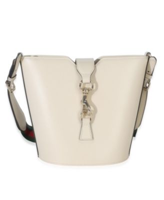 White Tritone Calfskin Ophidia Web Mini Bucket Bag