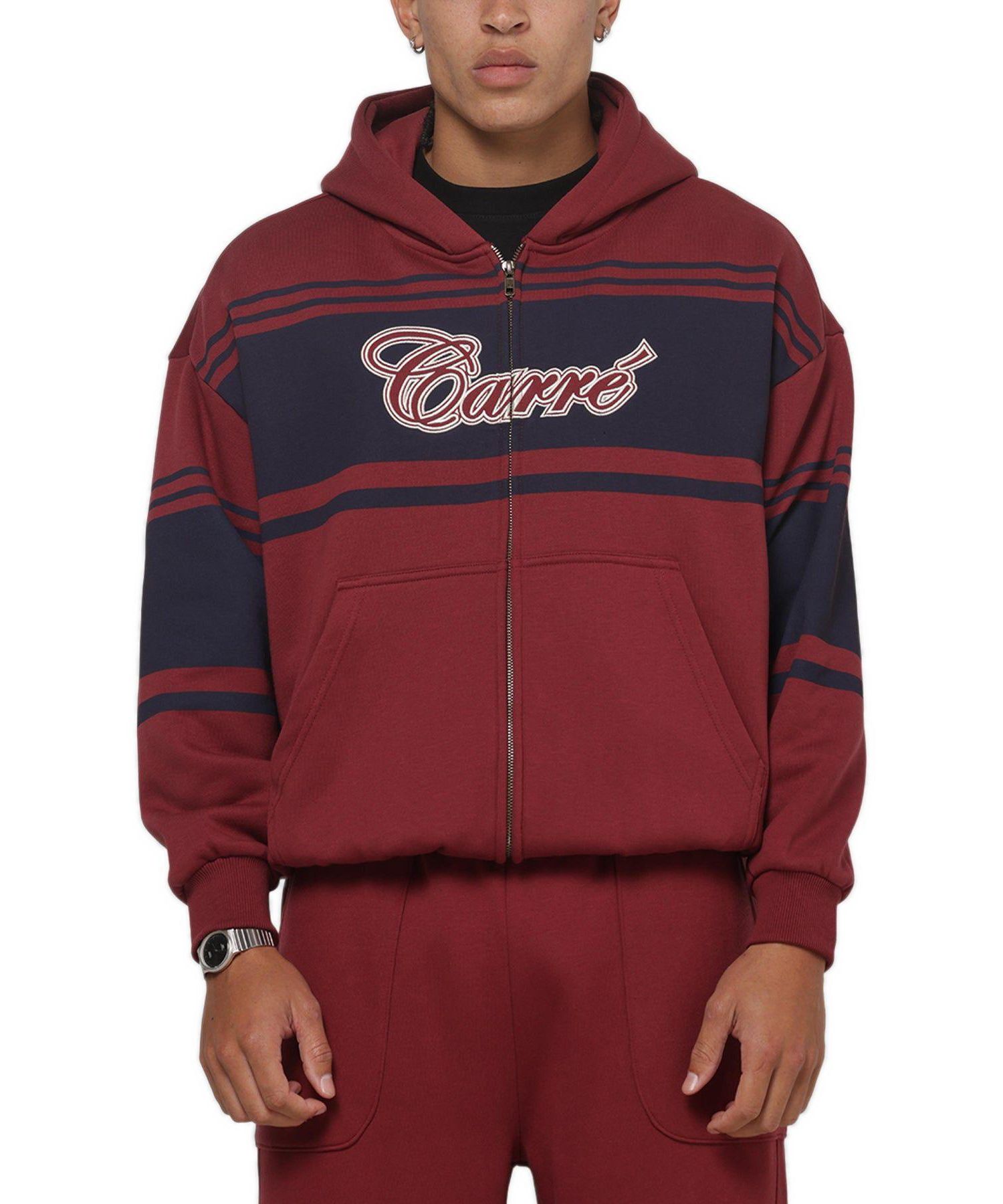 Men's Varsity Stripe Oversized Full Zip Hoodie