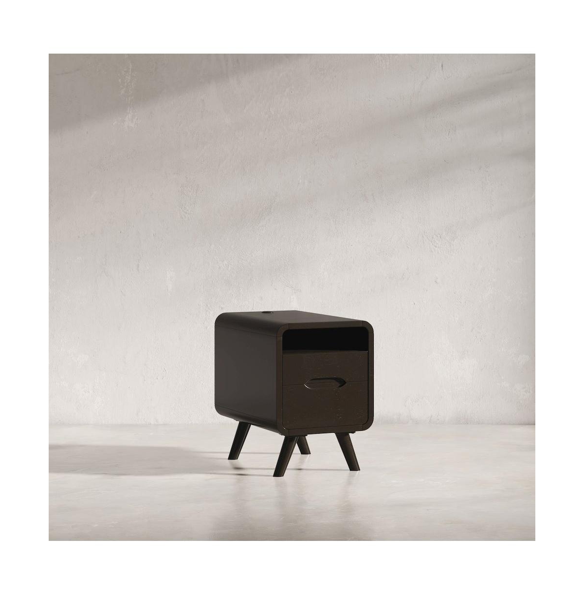Marlowe Mid-Century Modern Usb Charging Curved Chairside End Table