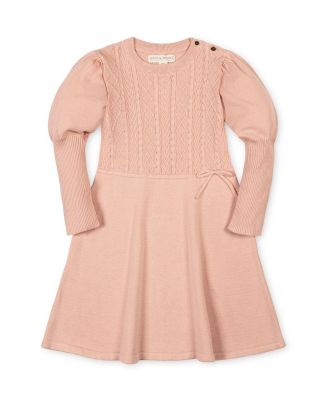 Girls' 4-16 Long-Sleeve Cable-Knit Puff-Sleeve Sweater Dress