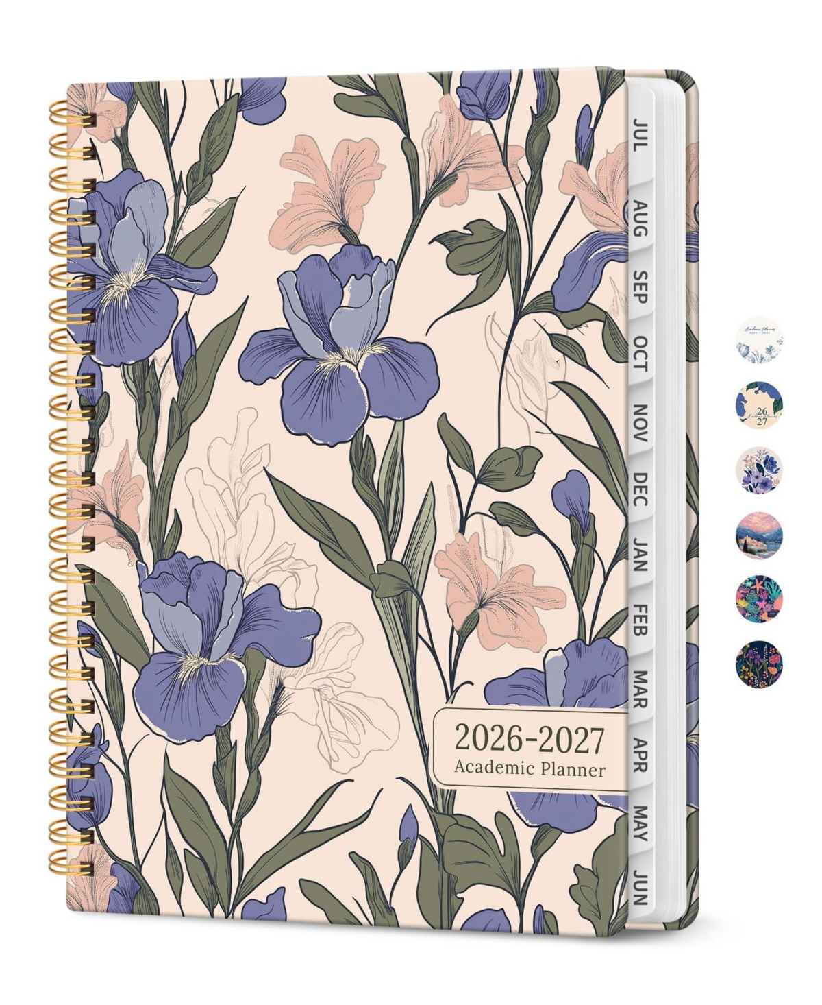 Danrong Academic Planner Monthly Weekly Hardcover Organizer for School Office Home - N-lilac garden