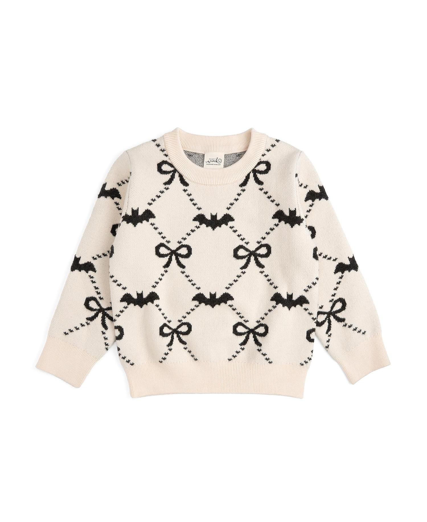 Girls' 4-16 Bat Trellis Halloween Long-Sleeve Crewneck Sweater