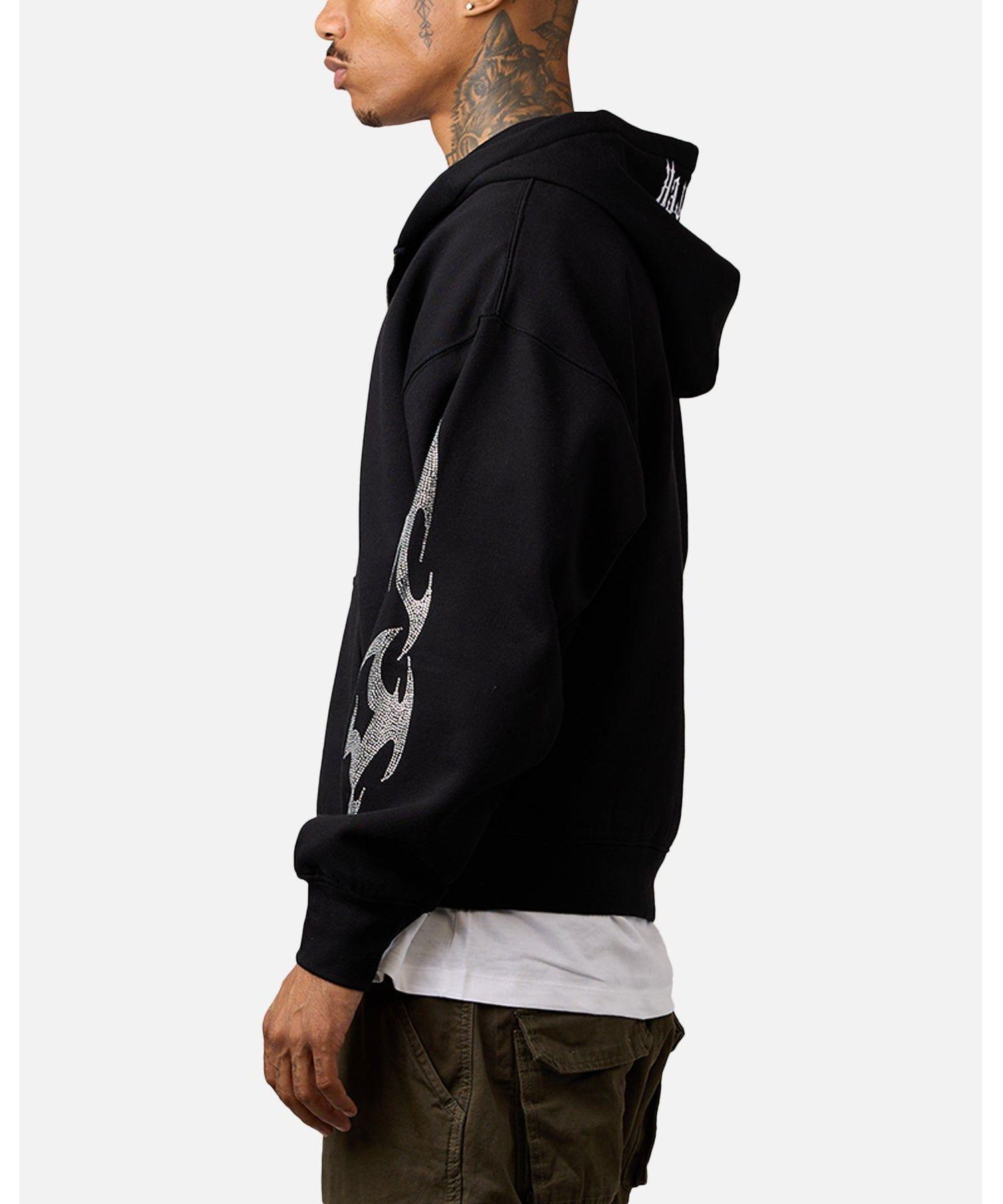 Men's Rave Quarter-Zip Rhinestone Hoodie