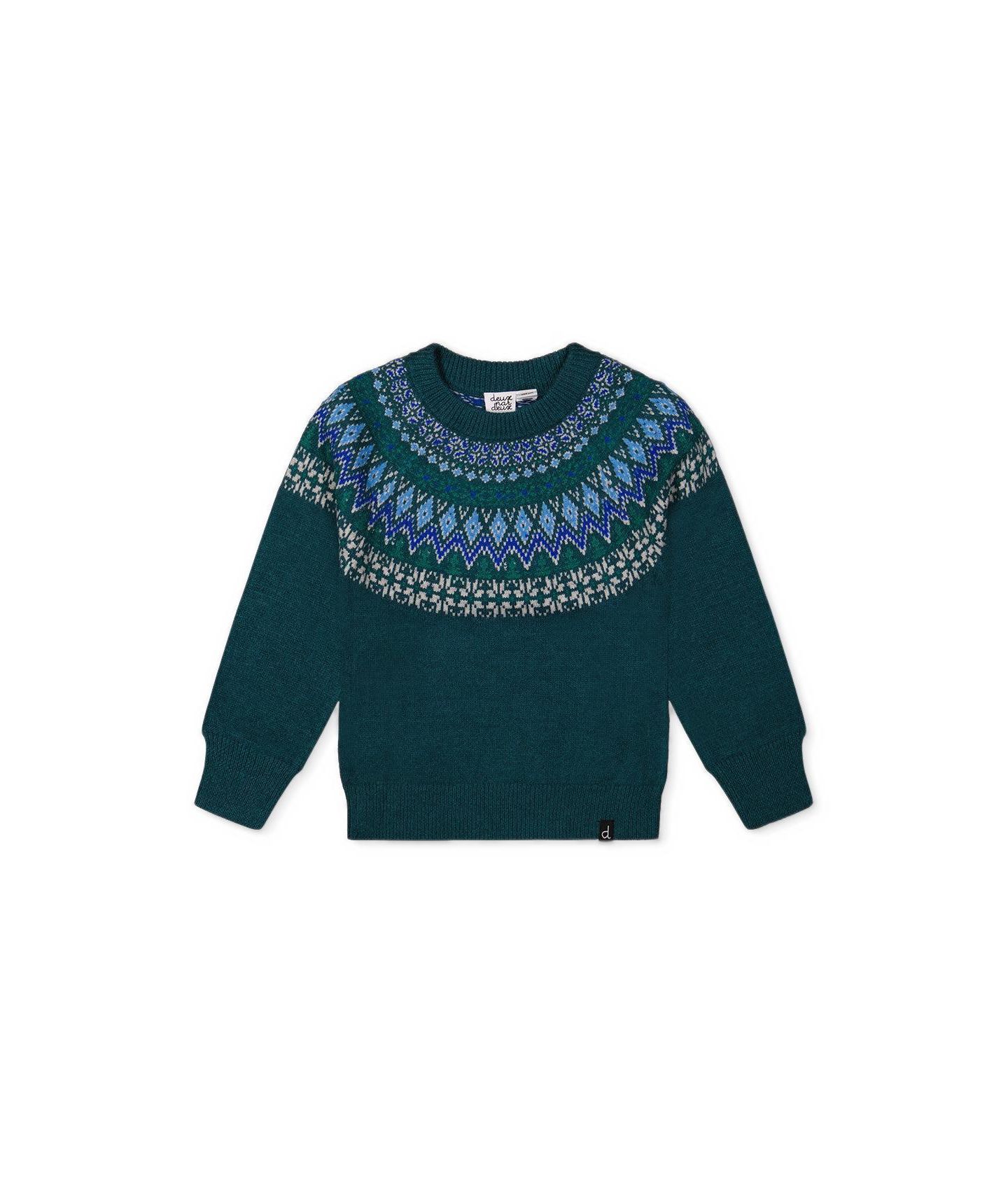 Свитер Deux par Deux Boy Knit with Nordic Jacquard для мальчиков, цвет: Тёмный зелёный — фото 1