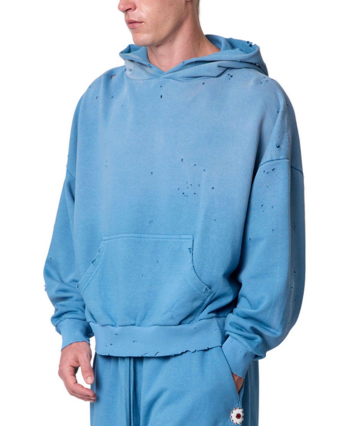 mnml Men's Mojave Oversized Distressed Faded-Wash Hoodie