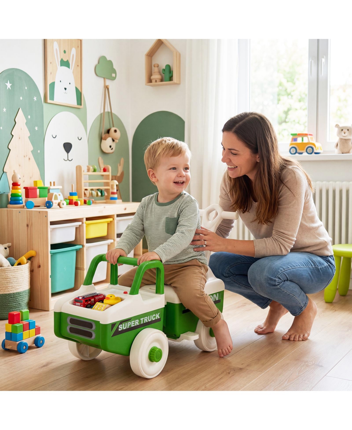 Costway 4-in-1 Ride-On Push Car with Music and Under-Seat Storage, 45 lbs, Ages 18 Months-5 Years