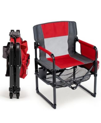 Heavy Duty Folding Camping Chair with Cup Holder and Mesh Shelf