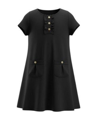Girls' 4-16 Short-Sleeve A-Line Ruffle-Placket Dress